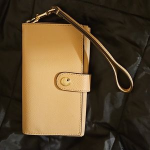 Coach Crossgrain Leather Wristlet - Saddle Color